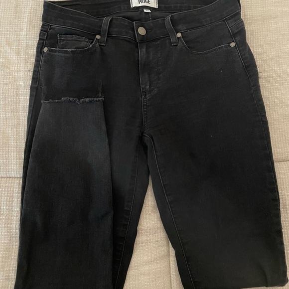 Paige Black Distressed Jeans - Picture 1 of 6